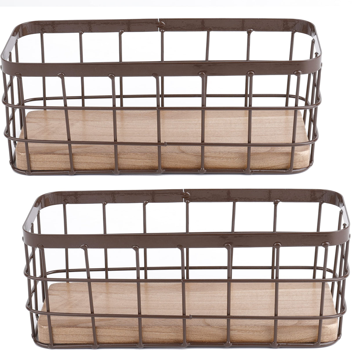 Dicunoy Set of 2 Small Wire Baskets, Narrow Rustic Storage Bin for Bathroom Counter, Farmhouse RectangleOrganizer Tray for Kitchen Countertop, Pantry, RV, School Classrooms, Office Decorative Dicunoy