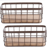 Dicunoy Set of 2 Small Wire Baskets, Narrow Rustic Storage Bin for Bathroom Counter, Farmhouse RectangleOrganizer Tray for Kitchen Countertop, Pantry, RV, School Classrooms, Office Decorative Dicunoy