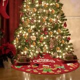 Marspark Merry Christmas Tree Skirt 48 Inch Gingerbread Man Christmas Tree Mat with Cute Candy Cane Snowflakes Xmas Ornaments for Winter Holiday Xmas New Year Party Decor Supplies(Red) Marspark