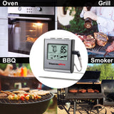 ThermoPro TP16 Large LCD Digital Cooking Food Meat Thermometer for Smoker Oven Kitchen BBQ Grill Thermometer Clock Timer with Stainless Steel Temperature Probe ThermoPro
