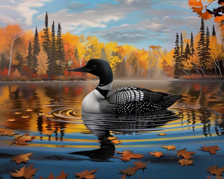 ZUVRDIAI Loons Swimming Lake Paint by Numbers Kit Paint by Numbers DIY Acrylic Drawing Paintworks Artwork Adults Beginners 16 x 20Inch ZUVRDIAI