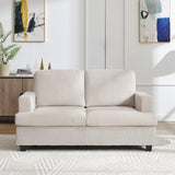 HOMYKA Loveseat Sofa, 60" Corduroy Couch with Side Pocket, Removable Pillow and Cushion Cover 2 seat Couches, Comfy Modern Small Couch for Living Room, Small Spaces, Dorms, Office, Beige HOMYKA