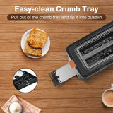 Mecity 4 Slice Toaster, Long Slot Toaster With Warming Rack, Bagel/Defrost/Reheat Functions,Warming Rack, Crumb Tray, 6 Browning Settings, Extra Wide Long Slots, Stainless Steel, 1300W,Grey Mecity