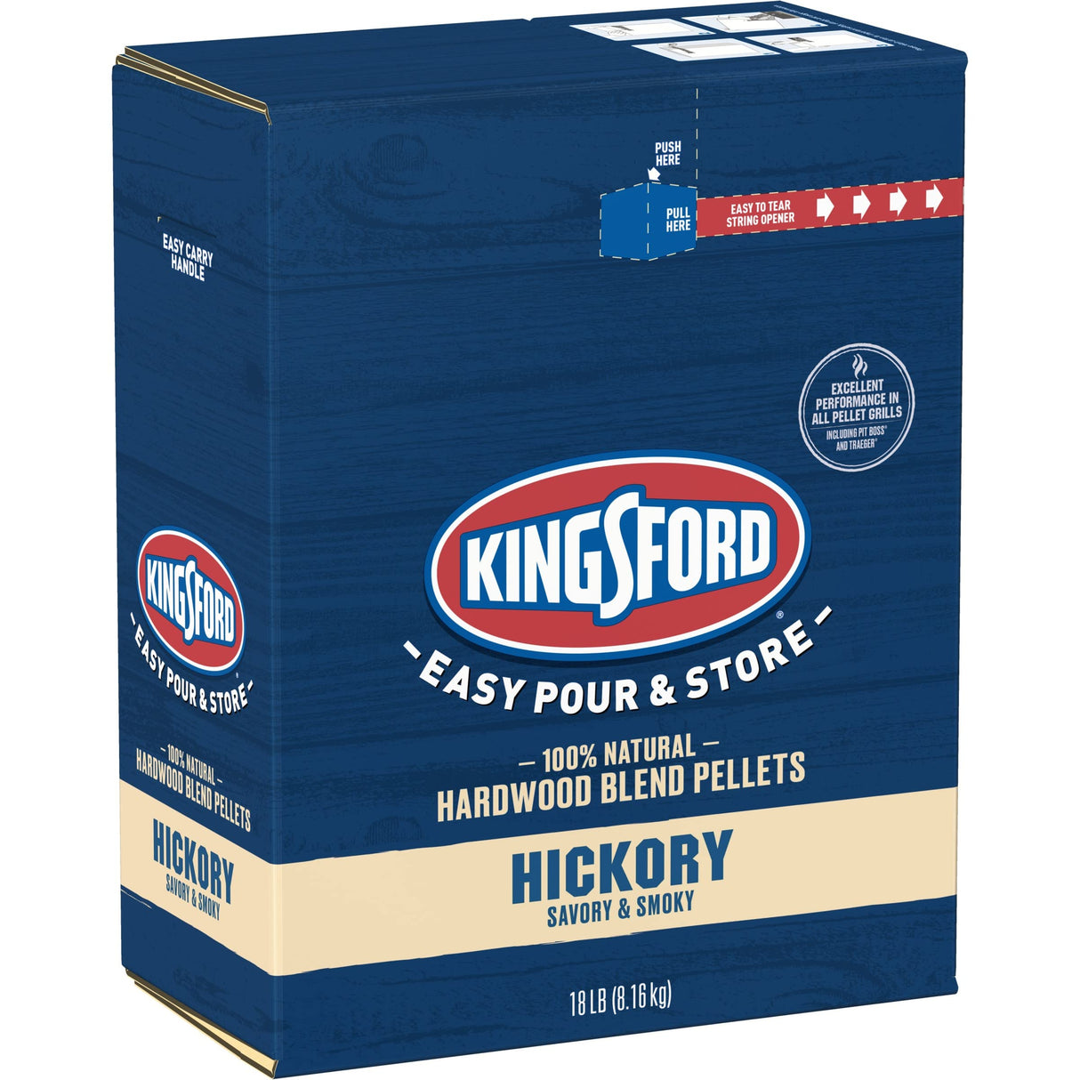 Kingsford 100% Natural Hickory Hardwood Blend Pellets - For All BBQ Grills & Smokers, 18 lbs Kingsford