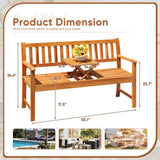 Devoko Outdoor Bench, 2-Person Garden Bench, Patio Wood Bench Outdoor Loveseat with Pull-Out Center Table for Backyard, Balcony and Patio and Garden (Log Color) Devoko