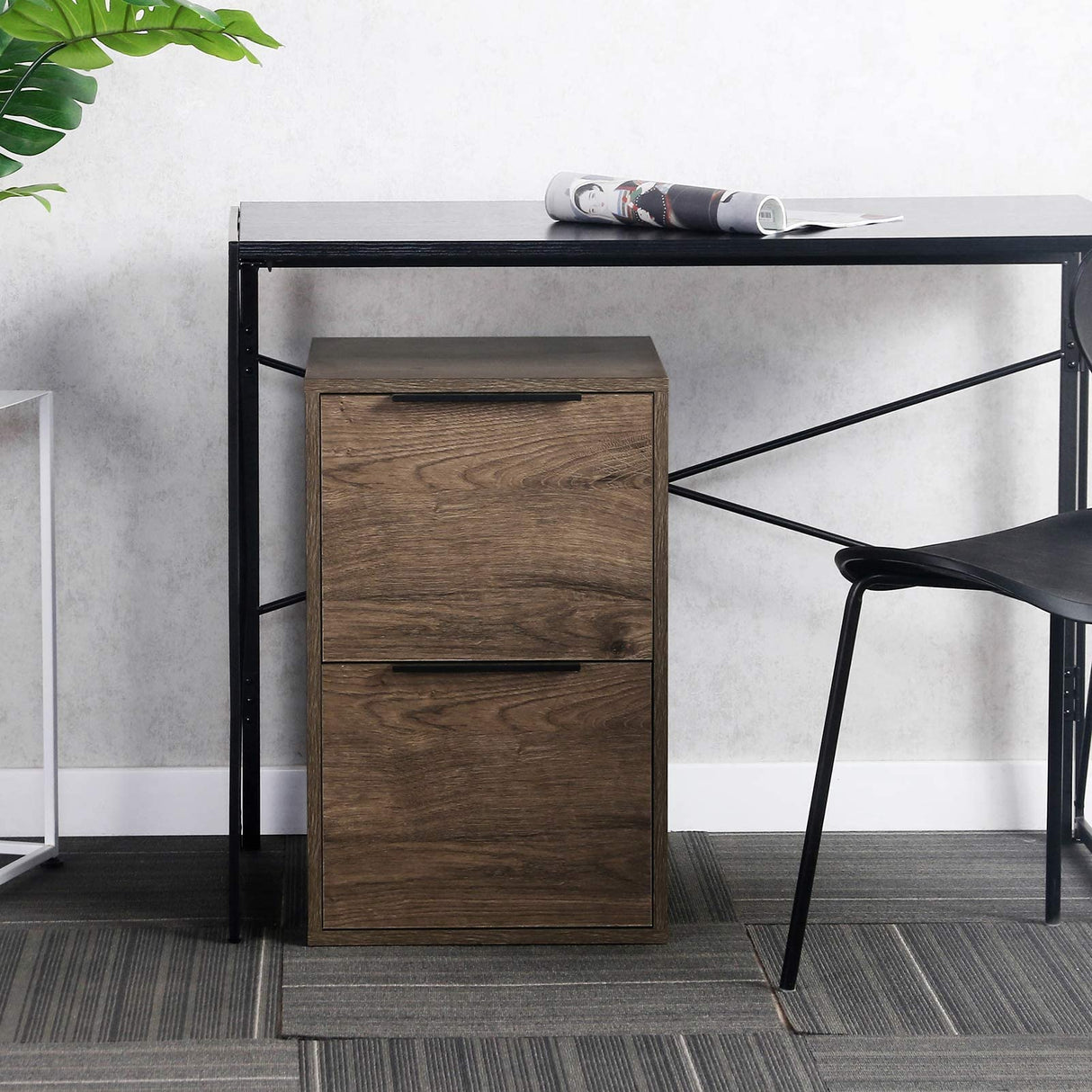 LUCYPAL 2 Drawer Wood File Cabinet,Wooden Storage Filing Cabinet with Hanging Bars for Letter Size and Home Office,Under Desk File Cabinet Assembly Required (Grey) LUCYPAL