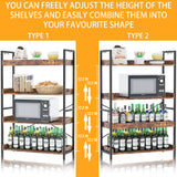 HCHQHS 4 Tier Bookshelf, Adjustable Industrial Bookcase, Vertical Tall Book Shelf, Wood and Black Metal Open Bookshelves for Home Office, Living Room, Bedroom HCHQHS