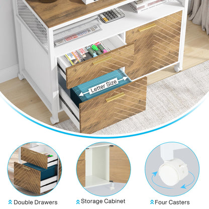 Tribesigns L Shaped Desk with Drawer Cabinet, 63" Executive Computer Desk and lateral File Cabinet, 2 Piece Home Office Furniture for Hanging File, Cabinet with Doors (Walnut, 63-inches) - WoodArtSupply