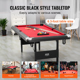VEVOR Billiards Table, 6.3 ft Pool Table, Portable Foldable Space-Saving Table, Billiard Table Set Includes Balls, Cues, Chalks and Brush, Black with Red Cloth, Perfect for Family Game Room Kid Adult VEVOR