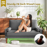 Loveseat Sofa with Solid Wood Legs, 48" Small Couches for Small Spaces, Love Seat for Living Room, Bedroom, Easy Assembly Mid Century Modern Couch with Throw Pillow for Apartment, Grey Vesgantti