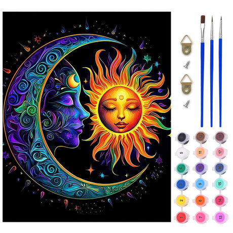 Lxmsja Moon Paint by Numbers Kit for Adults, Sun Acrylic Paint by Numbers for Adults Beginner, DIY Craft Supplies Oil Painting Kits for Home Wall Decor 16x20 inch (No Frame) Lxmsja
