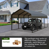 10x20 FT Metal Carport Heavy Duty with Galvanized Steel Roof & Frame, All-Weather Portable Car Garage Canopy Shelter for Cars, Safe Boat Cover Car Ports for Yard Poborin