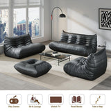 Comfy Lazy Floor Sofa Couch,Bean Bag Chairs,Soft Armless Fireside Chair,Faux Leather Lounge Chair,Corner Relax Couch for Living Room Bedroom,Salon Office,Adults（Black+3 Seat Generic