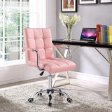 Yaheetech Desk Chairs with Wheels/Armrests Modern PU Leather Office Chair Height Adjustable Home Computer Executive Chair on Wheels 360° Swivel - Pink Yaheetech