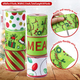 Tsorode Christmas Ribbon Wired 2.5 inch,6 Rolls 30 Yards Red and Green Christmas Ribbon for Tree/Bow/Wreath Supplies,Wired Ribbons Crafts Xmas Decorations Tsorode