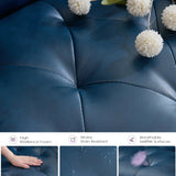 TYBOATLE 62" W Leather Loveseat w/ 2 USB and 2 Cupholders, Mid-Century Modern Tufted Small Love Seat Couches for Office, Living Room, Bedroom, Dorm (1, Blue) TYBOATLE