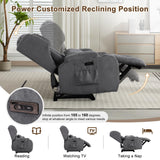 DRMBOOK Power Recliner Chair, Electric Wall Hugger Reclining Sofa with Massage & Heat, Overstuffed Theater Seating with LED/USB Port/Cup Holders for Living Room (Linen Grey, 1 Chair with Console) DRMBOOK