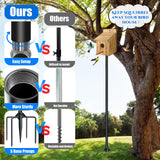 QwayHome Upgrade 80In Smart Bird Feeder Pole, Outdoor Bird House Poles Mount Kit for Bird Buddy Feeder & Wooden Bird House, Adjustable Heavy-Duty Birdhouse Pole Stand Post Set with 5-Prong Base QwayHome