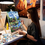 NEWENMO Mountain Paint by Numbers Kit for Adults, Landscape Paint by Numbers on Canvas Unframed,DIY Oil Painting Perfect for Beginner, Craft, Hobbies and Home Wall Decor 16x20 in NEWENMO