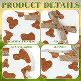 Redbaker 3 Pieces Farmhouse Tiered Tray Decor Cow Tabletop Decor Rustic Wooden Block Cow Centerpieces Decorations Wooden Tray Decor for Home Kitchen Shelf Decor Redbaker