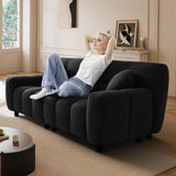 72.8" Boucle Cloud Sofa Couch with 2 Soft Pillows,Comfy Upholstered Teddy 2 Seater LoveSeat Sofa,Modern Deep Seat Sherpa Cloud Couch, Oversized Love Seat for Living Room Bedroom Apartment,Black DAMAIFROM