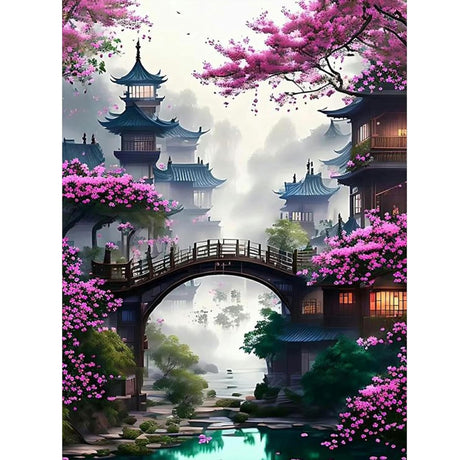 Scenery Paint by Numbers Kit for Adults-Chinese Style Architecture Paint by Number Canvas for Adults,Paint by Number Adult,Ancient Pavilions Towers DIY Oil Painting Kits for Gifts Home Decor 16x20in Hutarosl