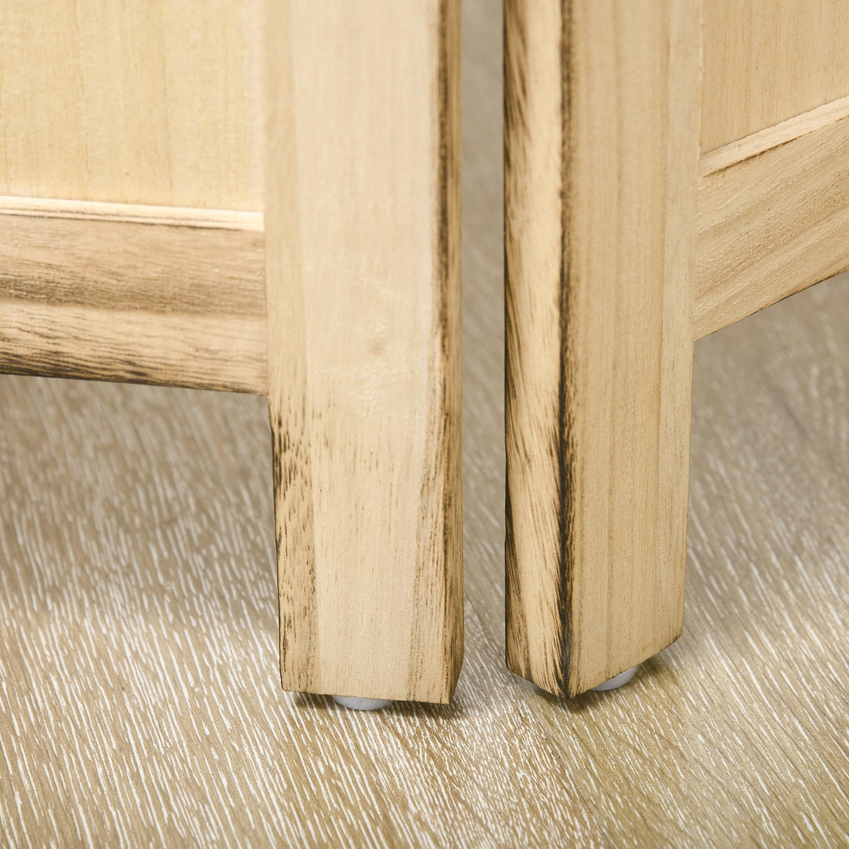 HOMCOM 4 Panel Room Divider, 5.6' Indoor Wood Portable Folding Privacy Screens with Photo Frames and Cardstocks, Hinged Freestanding Partition Wall Dividers for Home Office, Natural HOMCOM