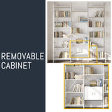 astimey 70x78 “ Triple 6 Tier Book Shelf, Industrial Large Bookcase with Storage Cabinet, Tall Bookshelf with 16 Open Display Shelves Metal Frame Furniture for Living Room Bedroom Home Office White astimey