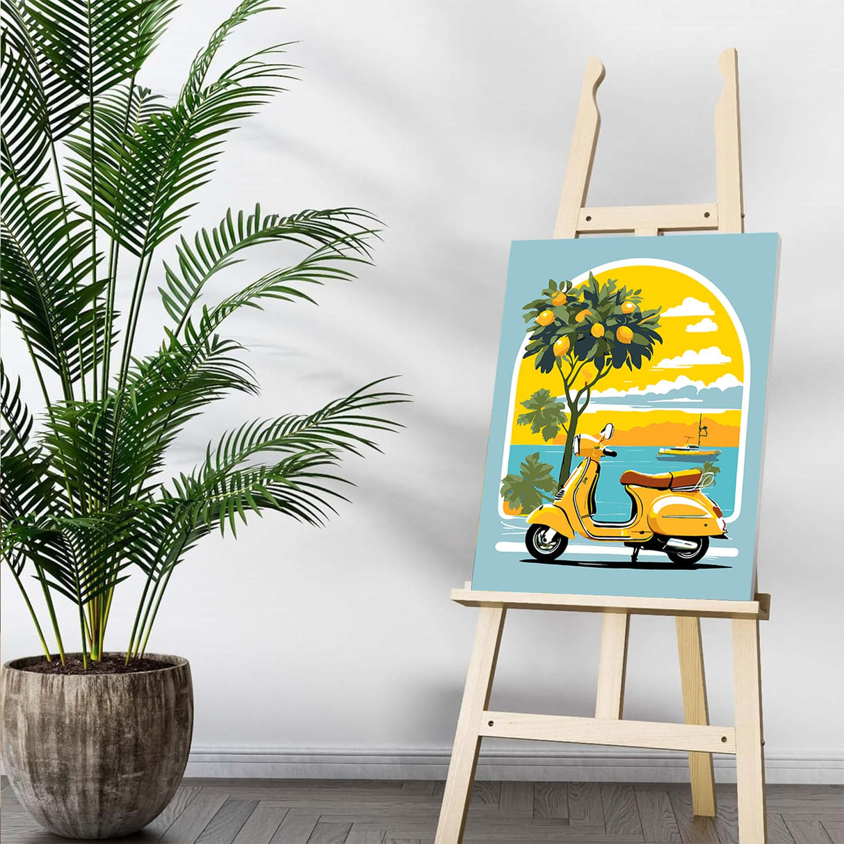 Auremi Landscape Paint by Number Kits with Framed, DIY Car Paint by Number Canvas for Adults, Easy Acrylic in Canvas with Brushes for Decor 20x30cm Auremi