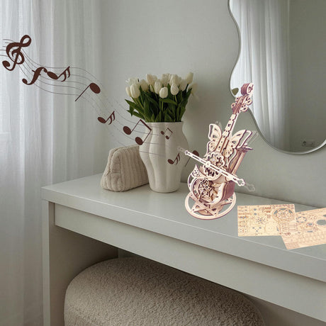 3D Wooden Puzzle for Adults - Cool Cello Music Box DIY Model for Adults to Build Wood Crafts Mechanical Puzzle Building Kits for Kids Age 14+Years Old IQIETOY