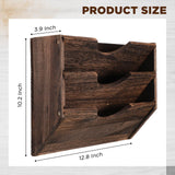 RattanView 3 Pockets Wood Wall File Holder Hanging Wall File Organizer for Office Rustic Paper Mail Organizer Wall Mounted Storage Rack for Home Documents Magazine Literature File Folders, Brown RattanView
