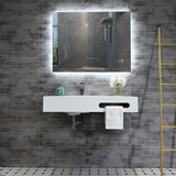 GESIPOR 36"x19" Wall Mount Bathroom Vanity with Sink Stone Resin Floating Vanity Sink Rectangular Vessel Sinks for Bathroom White Trough (Mirror Not Included) GESIPOR