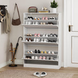 BORNOON Shoe Cabinet with 3 Flip Drawers, Hidden Wood Shoe Cabinet,Freestanding Shoe Storage Cabinet for Entryway Hallway.White. 47.2" H*31.5" W*9.25" D. BORNOON