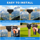 Pergola Kit T Shaped-4 Pack Pergola Brackets 4x4-3 Way DIY Woodworks Gazebo Brackets Kit with Screws for 4x4(Actual: 3.7"x3.7") Wood Beams-Elevated Wood Stand T Brackets for Sunroom Carport Cabin Vlaeng
