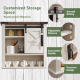 OKD Bathroom Wall Cabinet, Farmhouse Medicine Cabinet with Sliding Barn Door & Adjustable Shelves, Storage Cabinet Wall Mounted for Bathroom, Kitchen, Rustic Oak with Antique White OKD