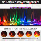 COCO DESIGN Fireplace TV Stand, Multicolor Wood Texture 50" Electric Fireplace with Highlight Storage Cabinet, LED Light Entertainment Center, for TVs Up to 65"(Gray) COCO DESIGN