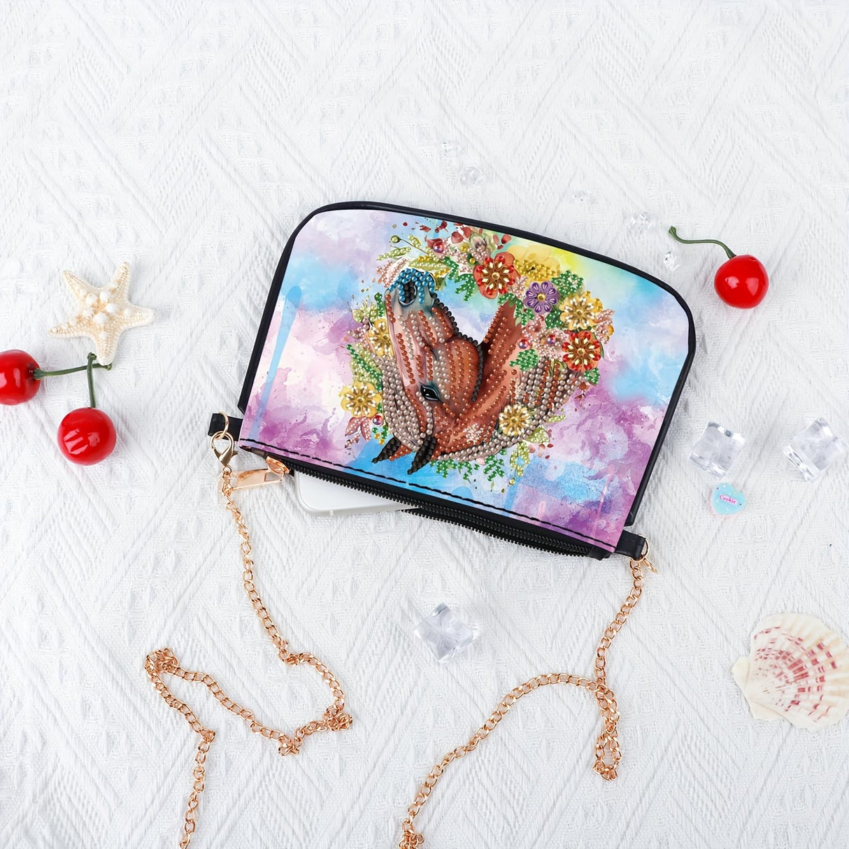 MVVMTOP Diamond Painting Bag 5D DIY Handbag Horse and Flower Painting Kit Special Shape Crystal Artificial Diamond Painting Handbag Diamond Art Ladies Chain Bag Arts and Crafts Gift MVVMTOP
