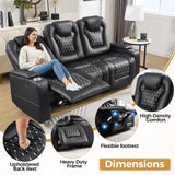 ANJ Reclining Loveseat,Power Recliner Sofa with USB Ports and Cup Holders - Overstuffed Electric Living Room Seating PU Leather Double Recliner with Hidden Arm Storage, Easy to Clean (Black) ANJ