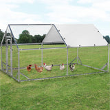 LEMBERI Metal Chicken Runs for Yard, Spire-roof Large Walk in Chicken coop cage for Outside,Galvanized Rabbits Duck Run and coops,Chicken Pen with Waterproof Cover for Outdoor,Backyard and Farm LEMBERI