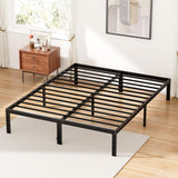 Queen Size Bed Frame - Metal Platform Bed Frames Mattress Foundation with Steel Slat Support, No Box Spring Needed, Storage Space Under Base, Easy Assembly, Black DUMOS