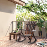 Outsunny Outdoor Wooden Rocking Chair, Single-Person Rustic Adirondack Rocker with Slatted Seat, High Backrest, Armrests for Patio, Garden and Porch, Brown Outsunny