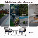 MaxMulti 3 Piece Wicker Patio Bistro Set, Outdoor Conversation Sets with 2 Rattan Patio Chairs and 1 Side Table, Rattan Patio Furniture for Balcony, Deck, Apartment Use (Blue) MaxMulti