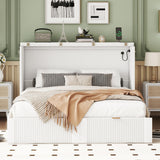 Harper & Bright Designs Full Size Murphy Bed Wall Bed with Storage Drawers and a Set of Sockets & USB Ports, Pulley Structure Design, Space-Saving for Multipurpose Guest Room or Home Office, White Harper & Bright Designs