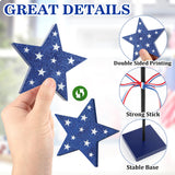 4th of July Tiered Tray Decor Wooden Star Set, 3 Pcs Memorial Day Table Decorations, Rustic Patriotic Tabletop Home Decor, Red White and Blue Decorations for Home (Shiny) Hedeey