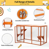 COZIVVOVV Catio Outdoor Cat Enclosure, 71" Large Weatherproof Catios with Cedar Wood Frame for cat Patio, Heavy Duty Outdoor Cat Condo & Cage, Indoor cattio for Cats (Orange-Red, Large) COZIVVOVV