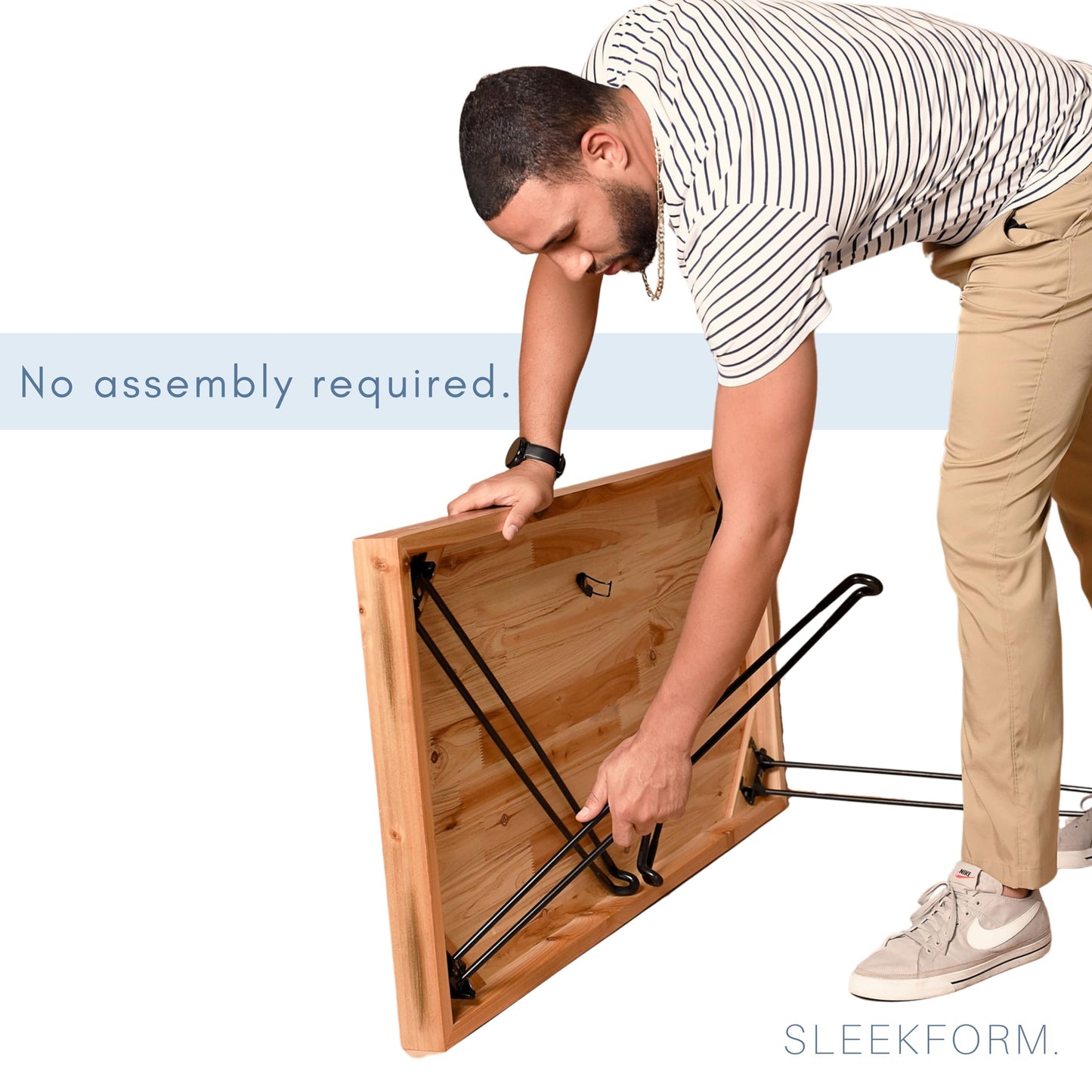 Sleekform Folding Desk Lightweight Portable Wood Table, Small Wooden Foldable No Assembly Required - WoodArtSupply