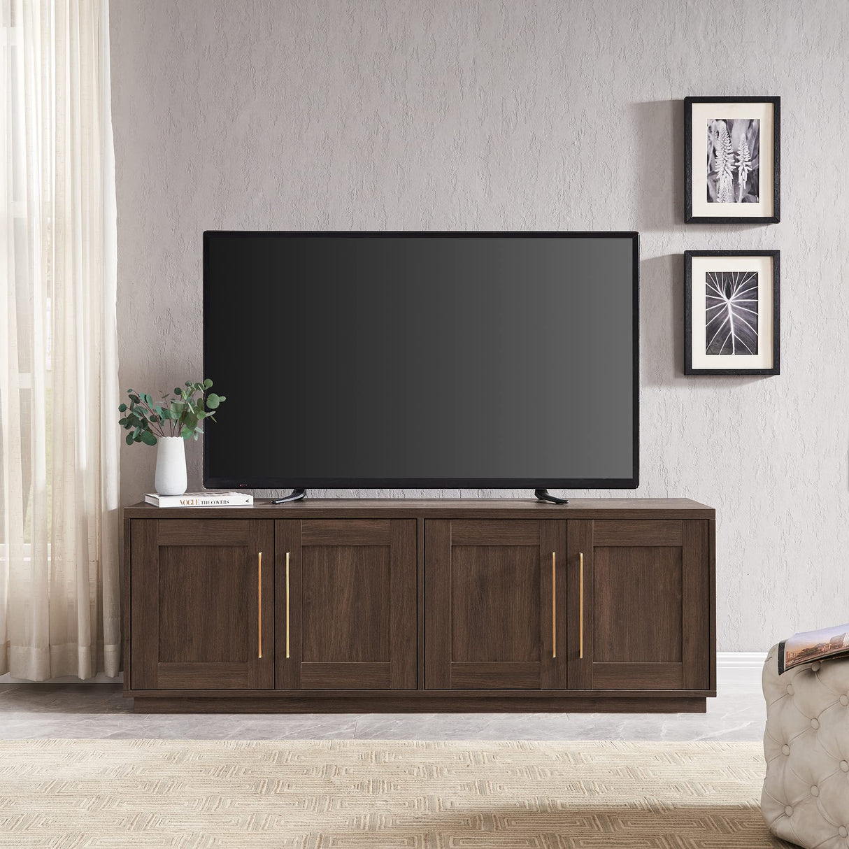 Henn&Hart Tillman Rectangular TV Stand for TV's up to 80" in Alder Brown Henn&Hart