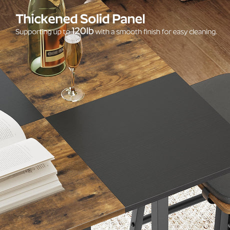 YATINEY Bar Table, Kitchen Dining Table, Bar Counter Height Table, Pub Table, Color Matching Breakfast Table, for Dining Room, Tavern, Coffee Corner, Party, Rustic Brown and Black BT02BR YATINEY