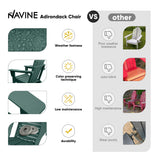 NAVINE Adirondack Chair Set of 4, HDPE Folding Adirondack Chair with Multifunctional Cup Holder, Weather Resistant Fire Pit Chair for porches, patios, poolsides, Decks. NAVINE