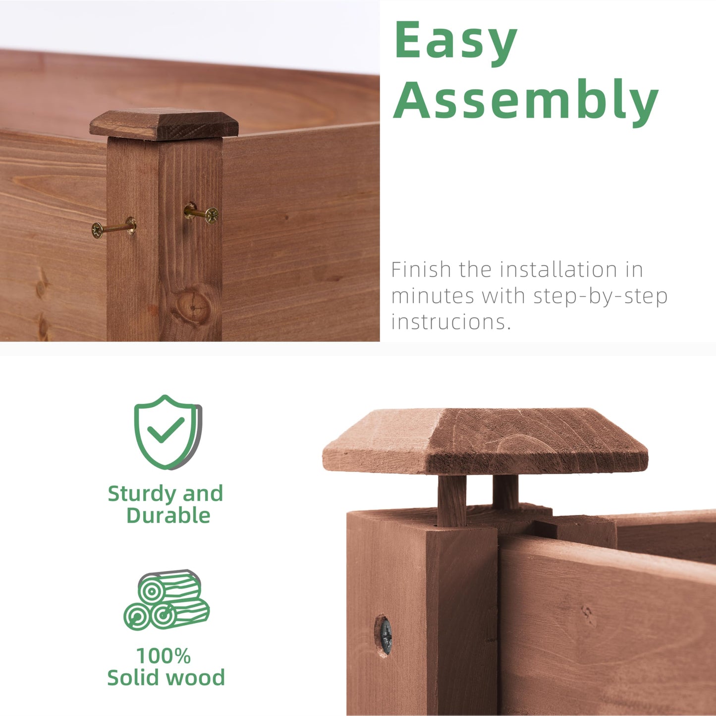 Raised Garden Bed with Legs, 48x24x30'', Outdoor Wood Elevated Planter Box, Thick Legs, w/Liner - WoodArtSupply